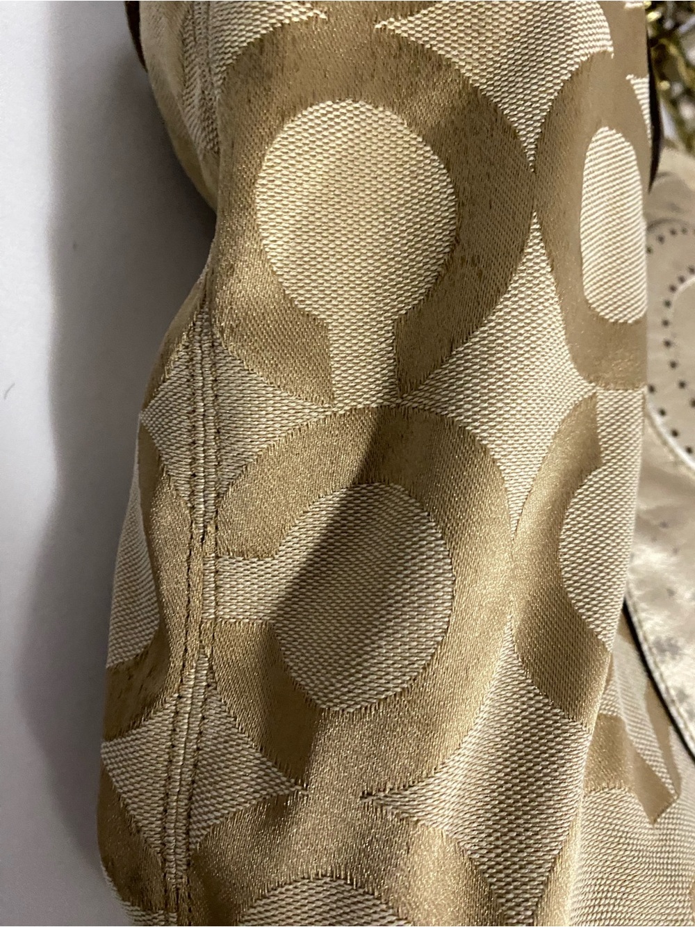 Coach Large Logo Tan Shoulder Purse Used - Picture 5 of 16